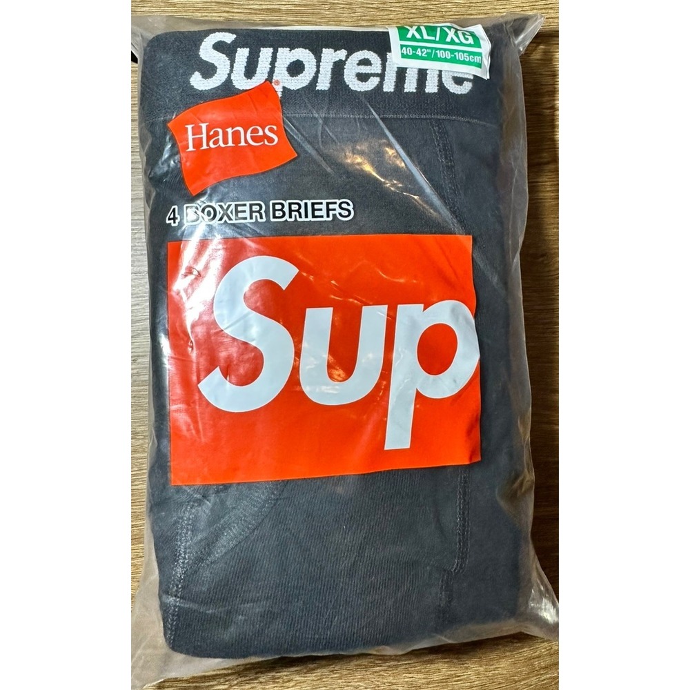 Supreme Hanes Men's XL 40-42 Boxer Briefs 4 Pack Black New Sealed Underwear NWT
